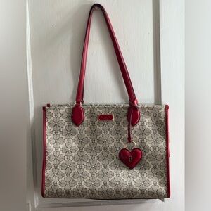 Elegant Red and Cream Tote Bag